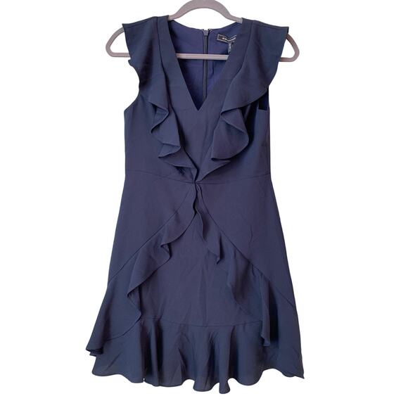 BCBGMAXAZRIA Ruffled Mini Dress in Navy Blue - Size 2 - NWT